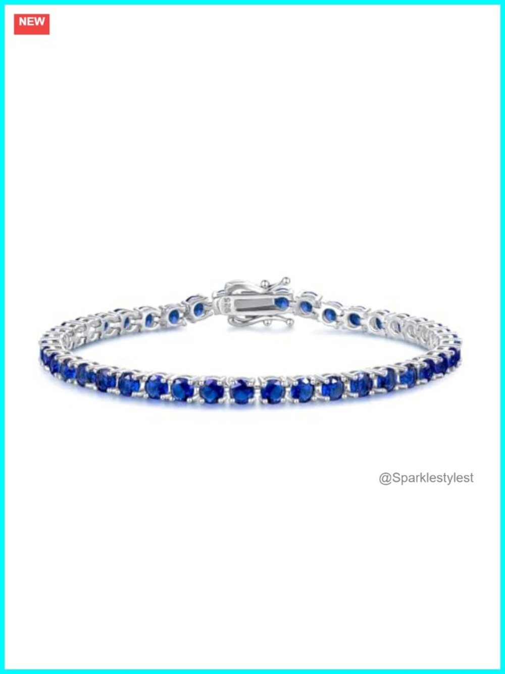 Sterling Silver Sapphire Tennis Bracelet 7.2 Inch 4mm Fine Jewelry Gift for Her